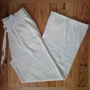 OGD One Grey Day Linen Mix Creme Wide-legged Pants Women's Size S